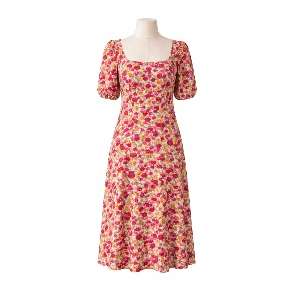 Miss Selfridge Midi Dress Square Neck Romantic Cottagecore-Size‎ 4